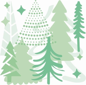 Sizzix Layered Reusable Crafts 4PK Doodle Trees by Olivia Rose | 665932 | Chapter 4 2022 Stencils, One Size, Mulitcolour