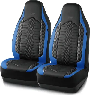 Skechers Memory Foam Car Seat Covers, Leather High Back Seat Covers Quilting Design,Waterproof Sports Car Seat Covers Front Seats,Airbag Compatible, Universal Fit for Most Cars, SUVs,Trucks,Blue