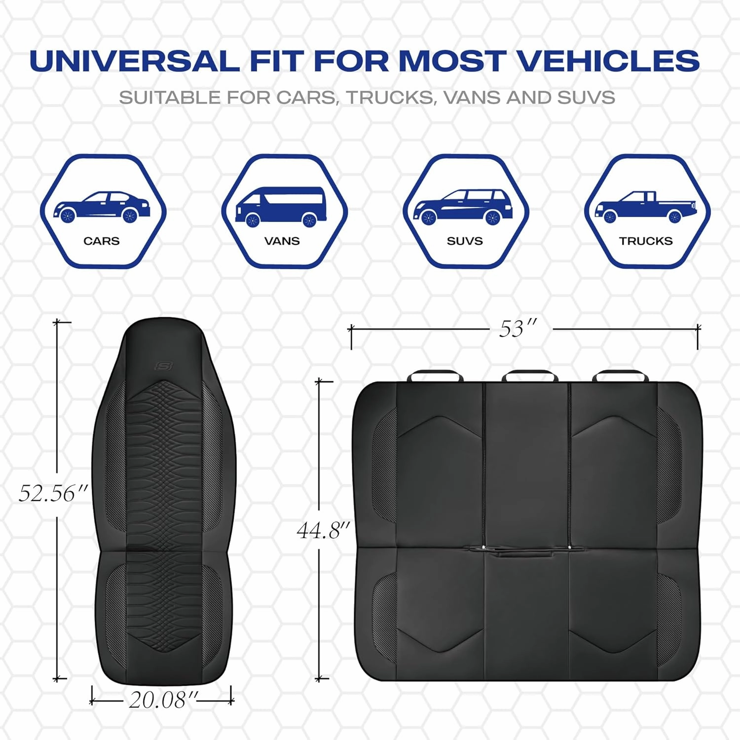 Skechers Memory Foam Car Seat Covers, Leather High Back Seat Covers Quilting Design,Waterproof Sports Car Seat Covers Full Sets,Airbag Compatible, Universal Fit for Most Cars, SUVs,Trucks,Black