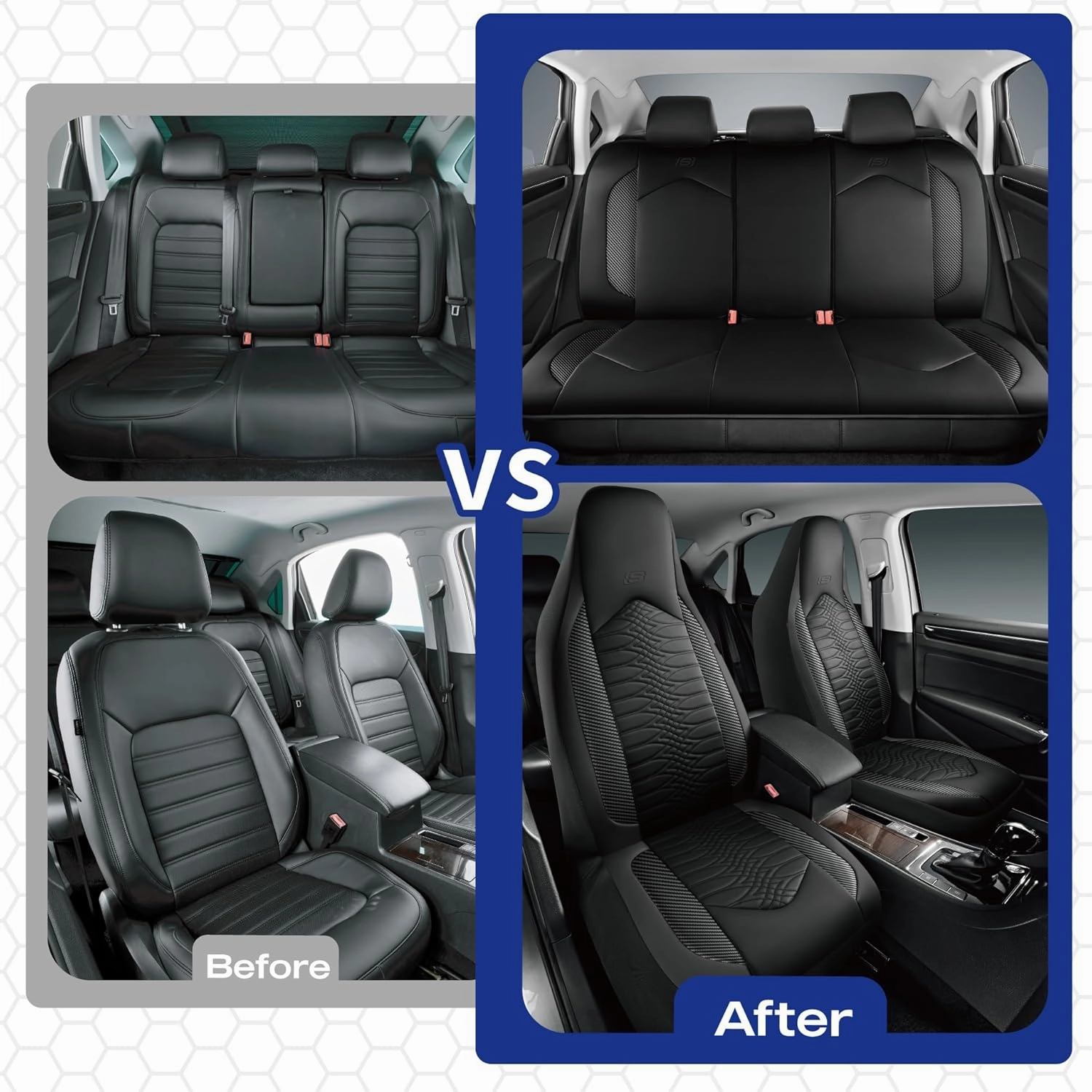 Skechers Memory Foam Car Seat Covers, Leather High Back Seat Covers Quilting Design,Waterproof Sports Car Seat Covers Full Sets,Airbag Compatible, Universal Fit for Most Cars, SUVs,Trucks,Black
