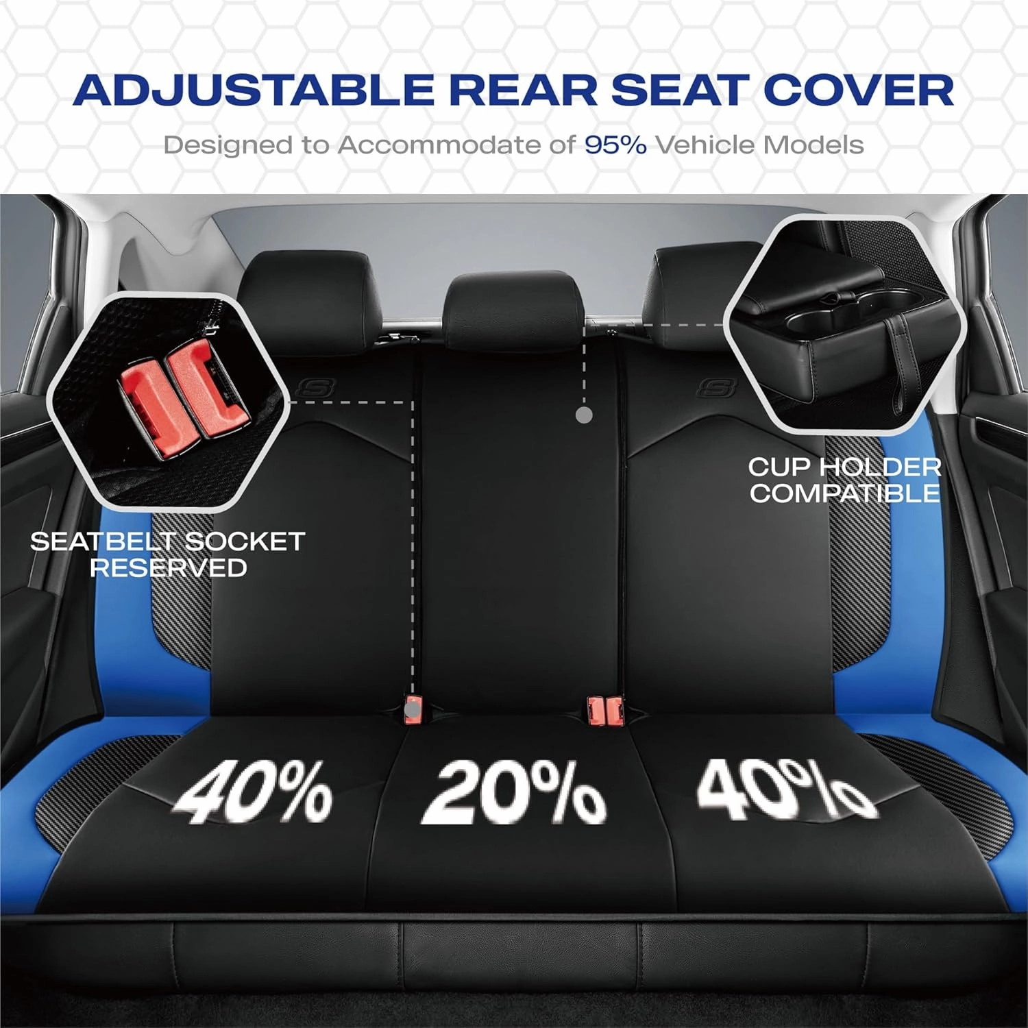 Skechers Memory Foam Car Seat Covers, Leather High Back Seat Covers Quilting Design,Waterproof Sports Car Seat Covers Full Sets,Airbag Compatible, Universal Fit for Most Cars, SUVs,Trucks,Blue