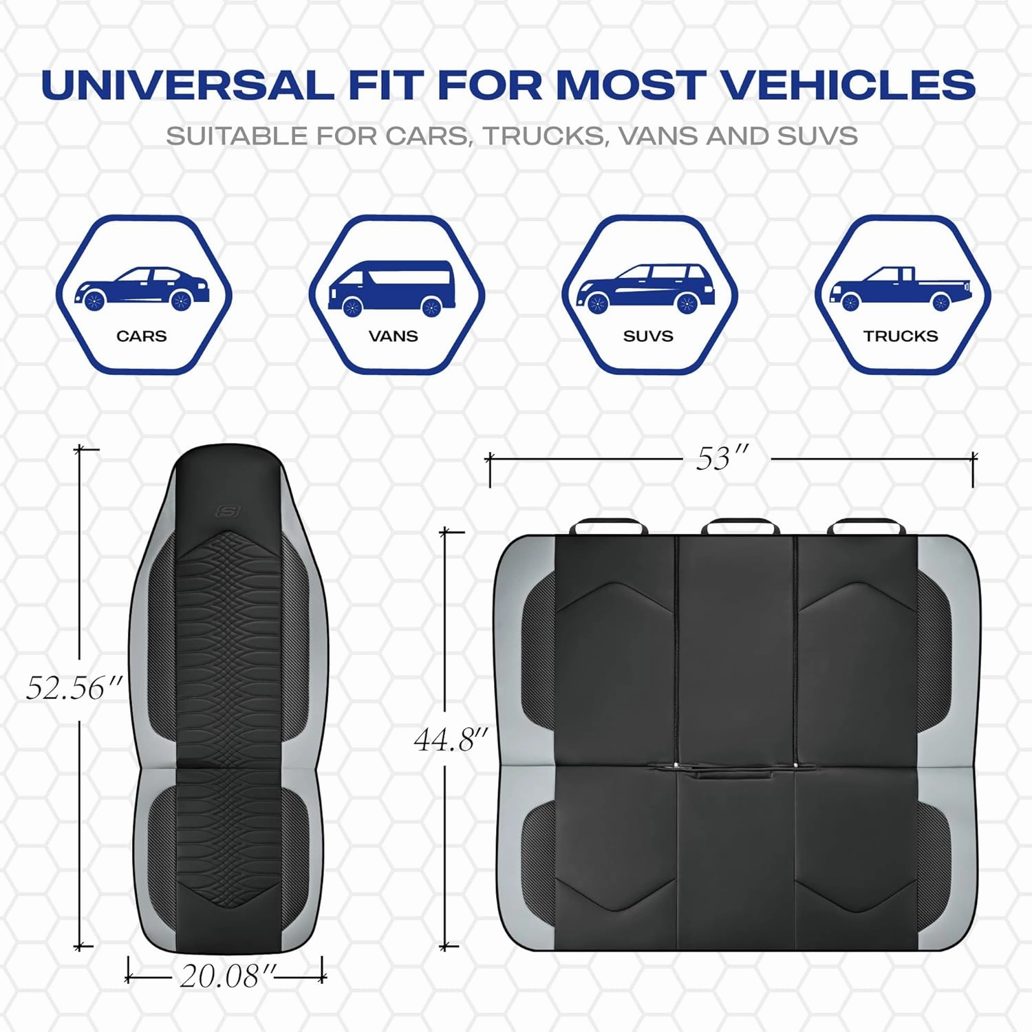 Skechers Memory Foam Car Seat Covers, Leather High Back Seat Covers Quilting Design,Waterproof Sports Car Seat Covers Full Sets,Airbag Compatible, Universal Fit for Most Cars, SUVs,Trucks,Gray