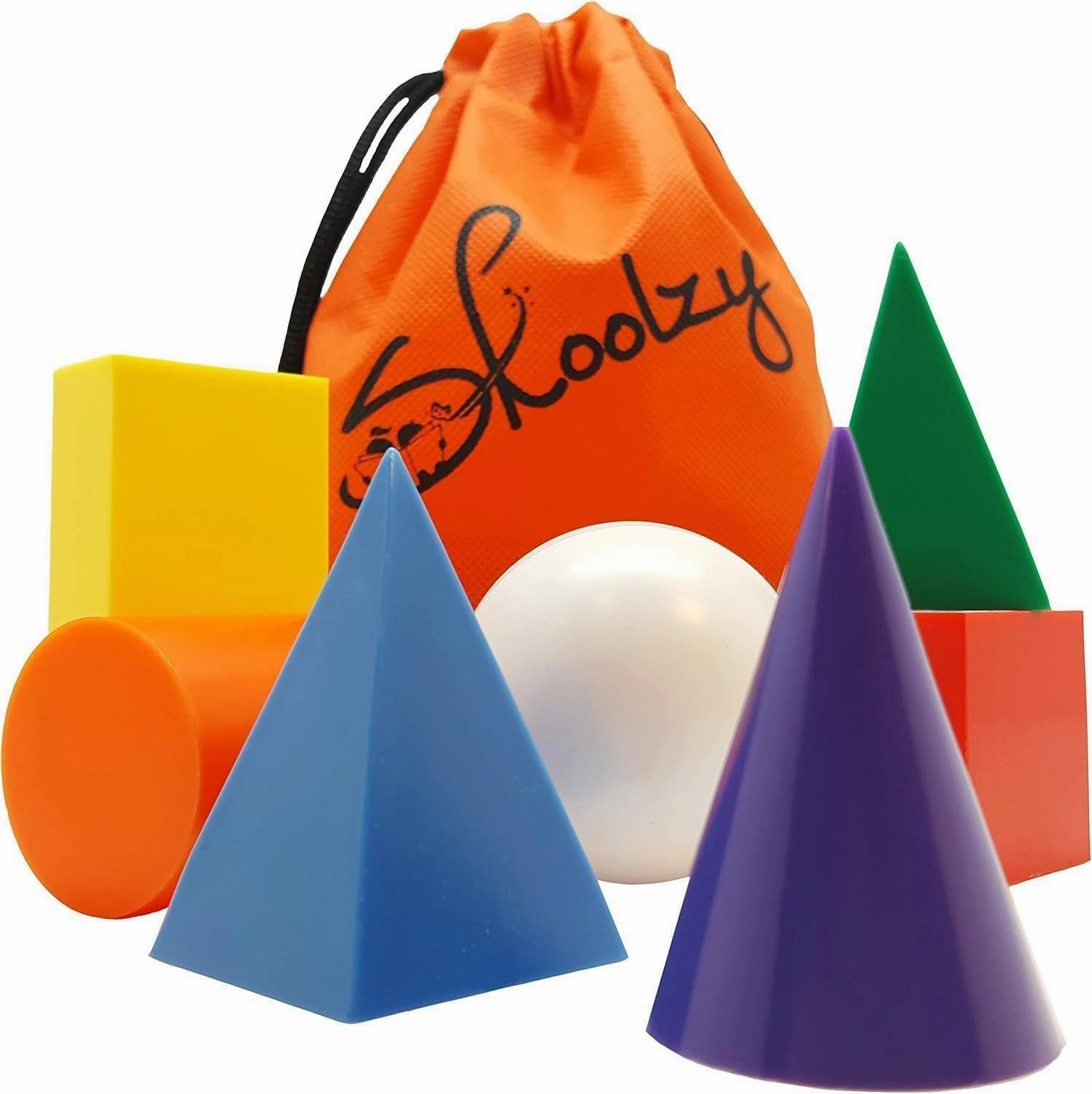 Skoolzy Jumbo 3D Shapes for Teaching 7 pcs - Geometric Shapes - 3D Shapes Manipulatives - Geometric Shapes for Classroom Age 3 
