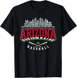 Skyline Word Art Corbin Carroll Arizona Baseball MLBPA T-Shirt