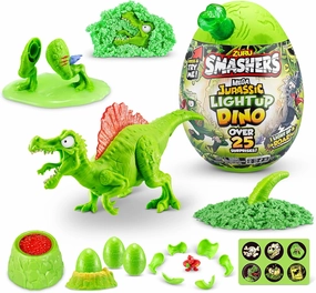 Smashers Mega Jurassic Light Up Dino Egg (Spinosaurus) by ZURU Collectible Egg with Over 25 Surprises, Volcano Slime, Fossil Toy, Dinosaur Toys, T-Rex Toy for Boys and Kids