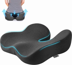 Soft Support Memory Foam Seat Cushion - Wide Cushion for Wide Hip Office Workers, Car Drivers - Sciatica,Tailbone Pain Relief,Office Chair Cushion & Car Seat Cushion (Gray)