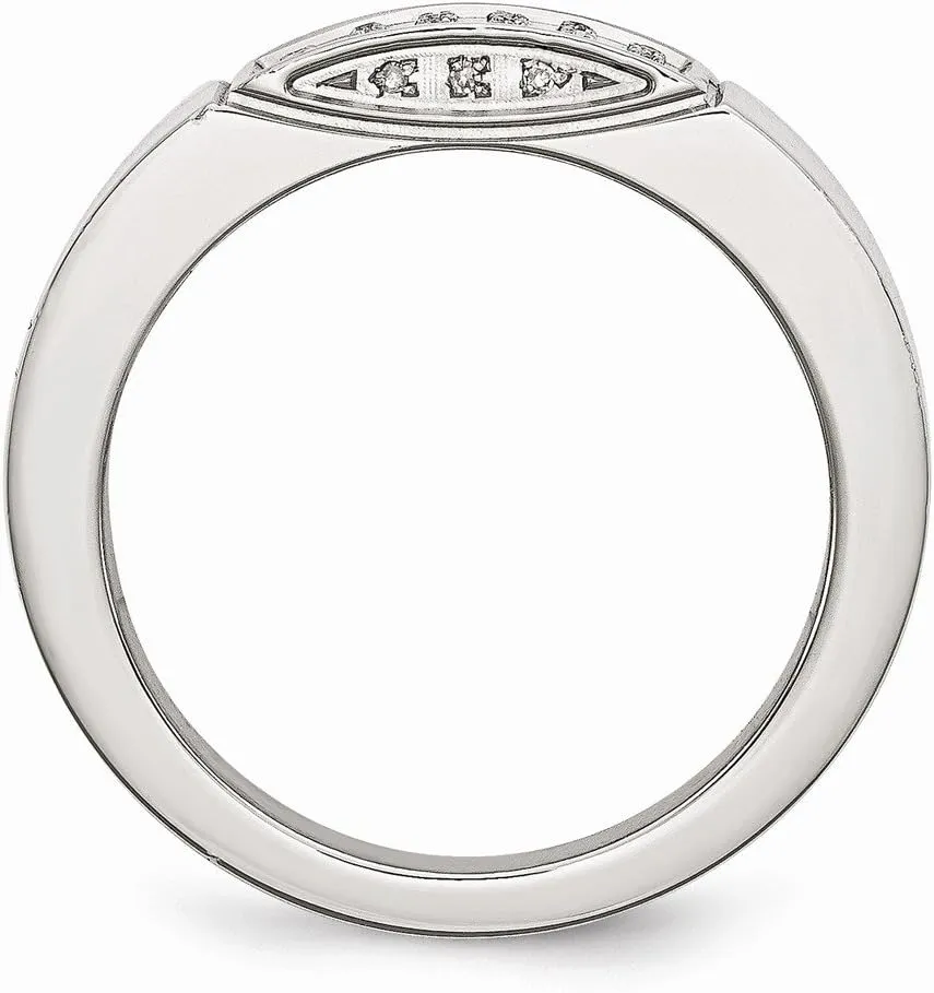 Solid Stainless Steel 1/10ct tw. Diamond Wedding Band Ring