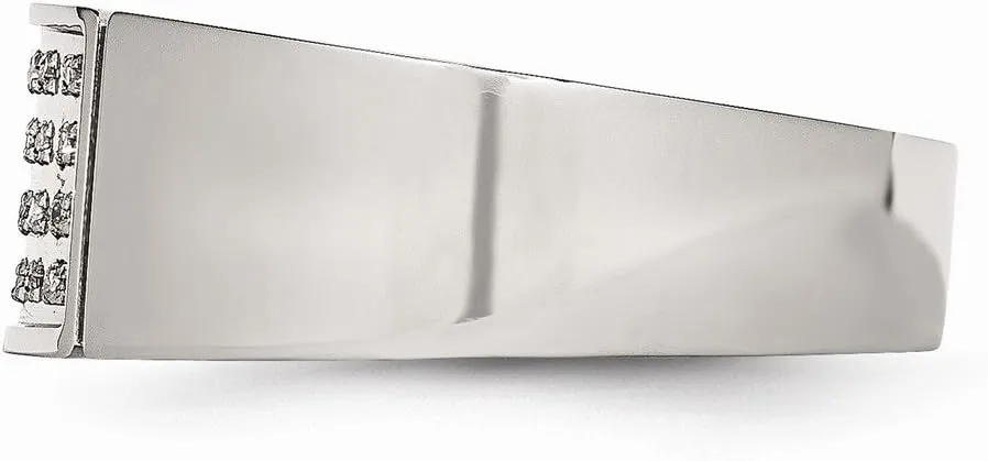 Solid Stainless Steel 1/10ct tw. Diamond Wedding Band Ring