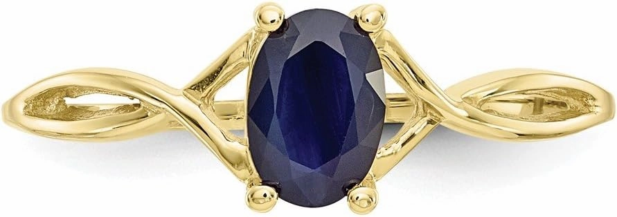 Solid 10k Yellow Gold Genuine Sapphire Blue September Gemstone Birthstone Engagement Ring