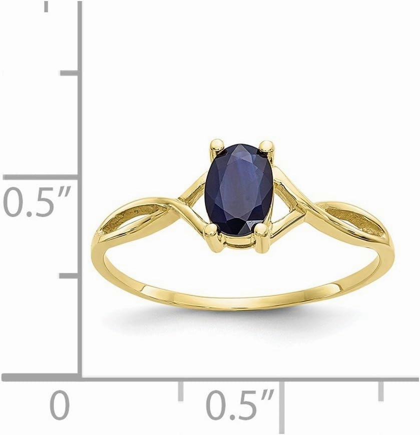 Solid 10k Yellow Gold Genuine Sapphire Blue September Gemstone Birthstone Engagement Ring