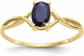 Solid 10k Yellow Gold Genuine Sapphire Blue September Gemstone Birthstone Engagement Ring