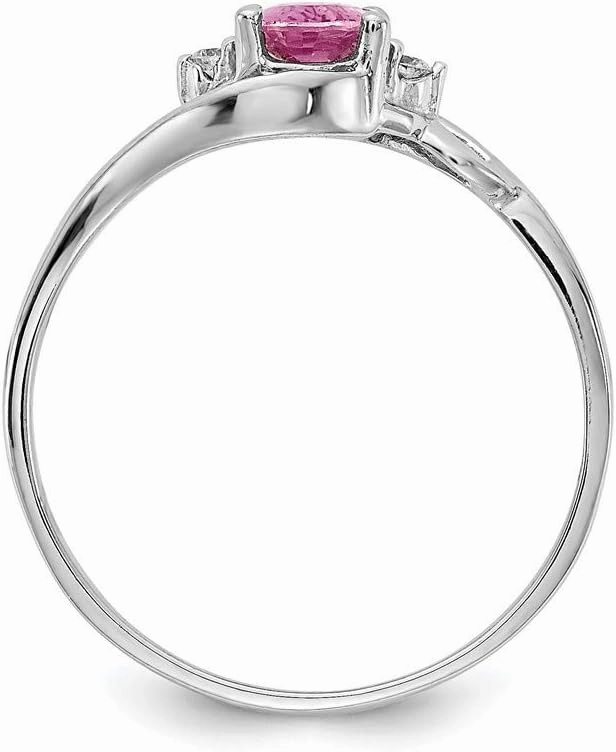 Solid 14k White Gold 6x4mm Oval Pink Sapphire VS Diamond Engagement Ring (.034 cttw.)