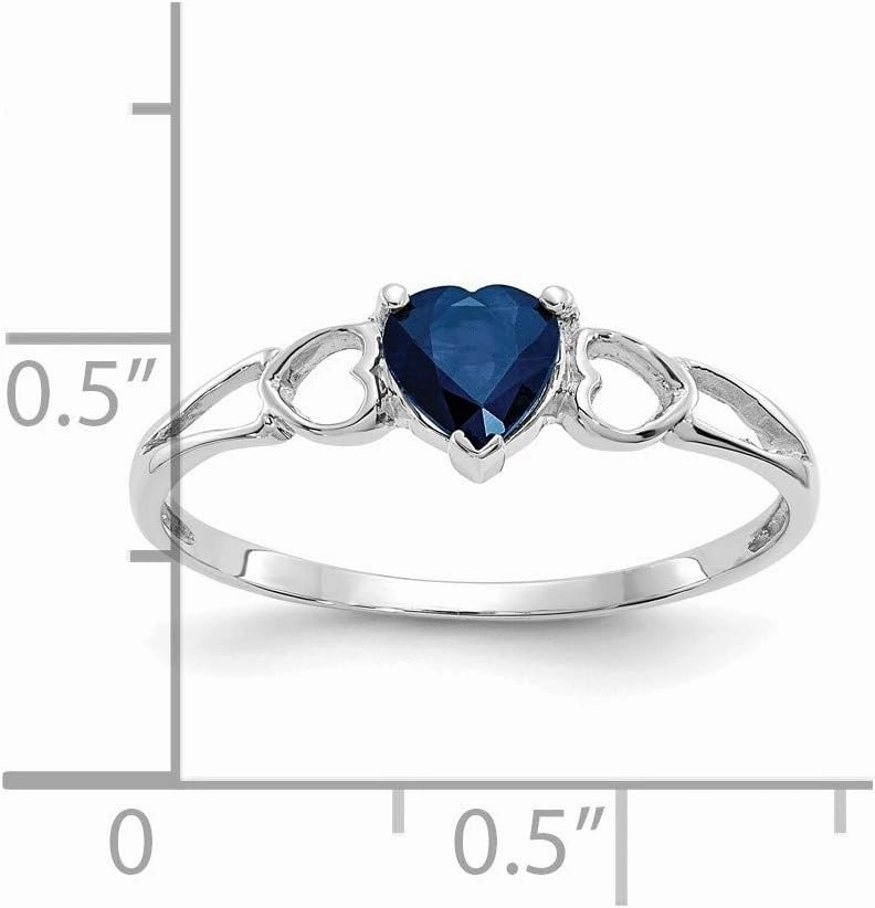 Solid 14k White Gold Sapphire Blue September Gemstone Birthstone Engagement Ring