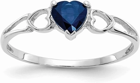 Solid 14k White Gold Sapphire Blue September Gemstone Birthstone Engagement Ring