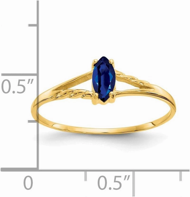 Solid 14k Yellow Gold Sapphire Blue September Gemstone Birthstone Marquise Engagement Ring
