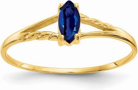 Solid 14k Yellow Gold Sapphire Blue September Gemstone Birthstone Marquise Engagement Ring