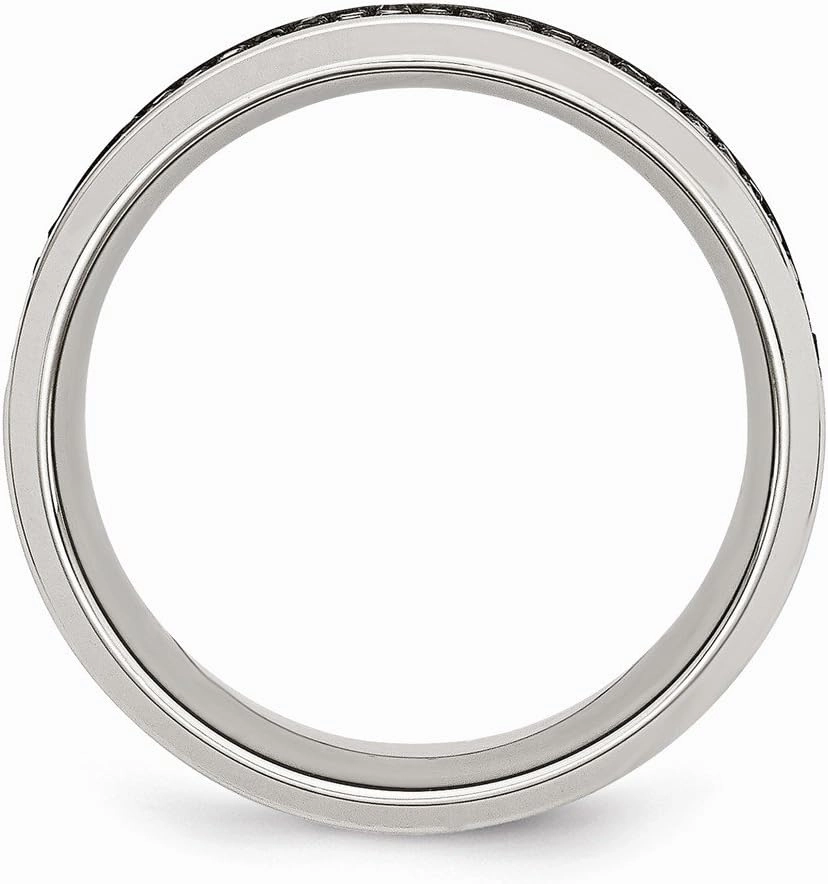Solid Stainless Steel 1/3ct tw. Diamond 10.00mm Wedding Band Ring