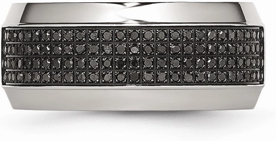 Solid Stainless Steel 1/3ct tw. Diamond 10.00mm Wedding Band Ring