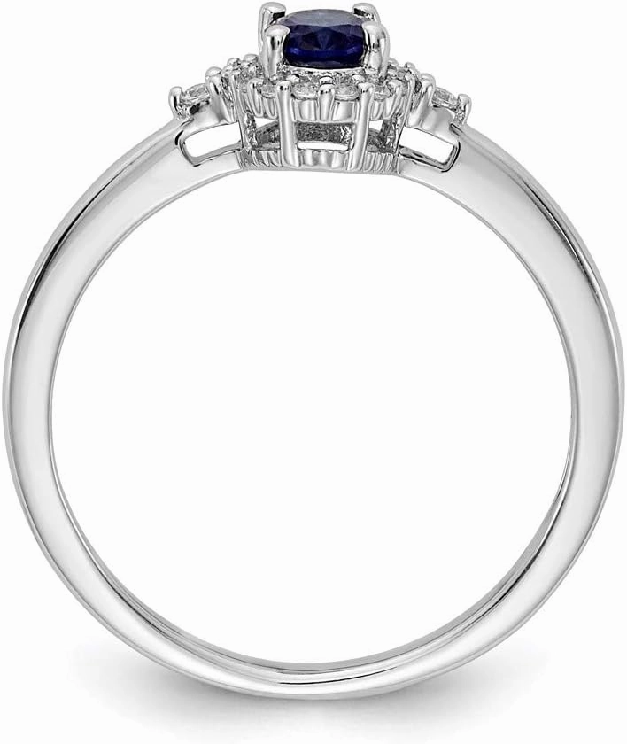 Sonia Jewels Real 14k White Gold Sapphire Blue September Gemstone and Diamond Engagement Ring (.1 cttw.)