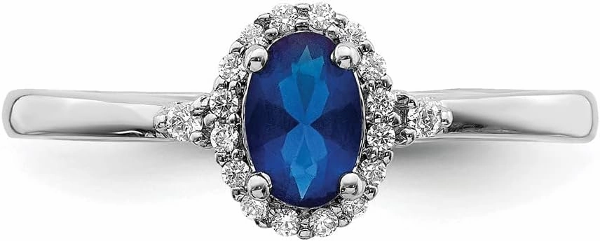 Sonia Jewels Real 14k White Gold Sapphire Blue September Gemstone and Diamond Engagement Ring (.1 cttw.)