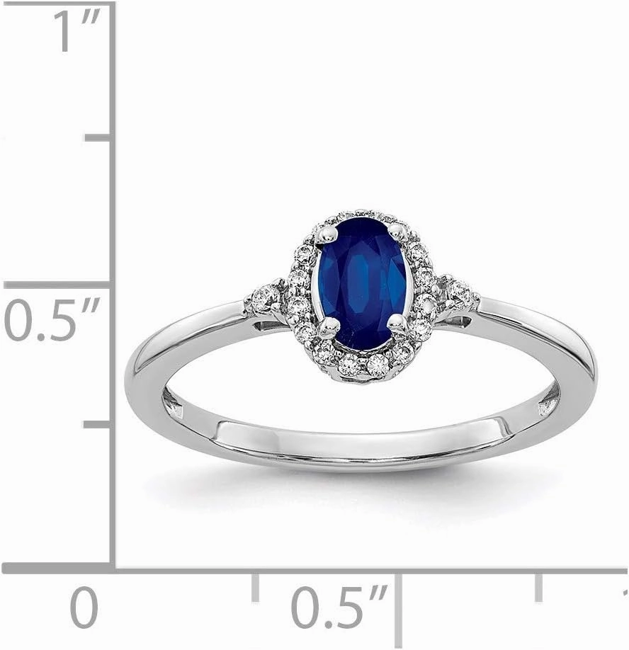 Sonia Jewels Real 14k White Gold Sapphire Blue September Gemstone and Diamond Engagement Ring (.1 cttw.)