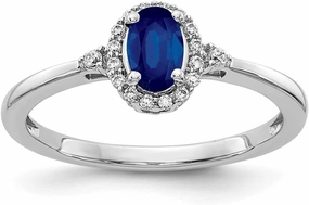 Sonia Jewels Real 14k White Gold Sapphire Blue September Gemstone and Diamond Engagement Ring (.1 cttw.)