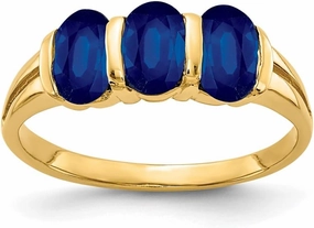 Sonia Jewels Real 14k Yellow Gold 6x4mm Oval Sapphire Blue September Gemstone Engagement Ring