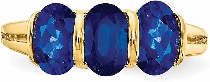 Sonia Jewels Real 14k Yellow Gold 6x4mm Oval Sapphire Blue September Gemstone Engagement Ring