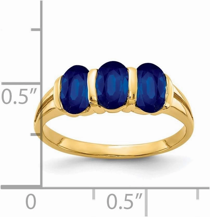 Sonia Jewels Real 14k Yellow Gold 6x4mm Oval Sapphire Blue September Gemstone Engagement Ring