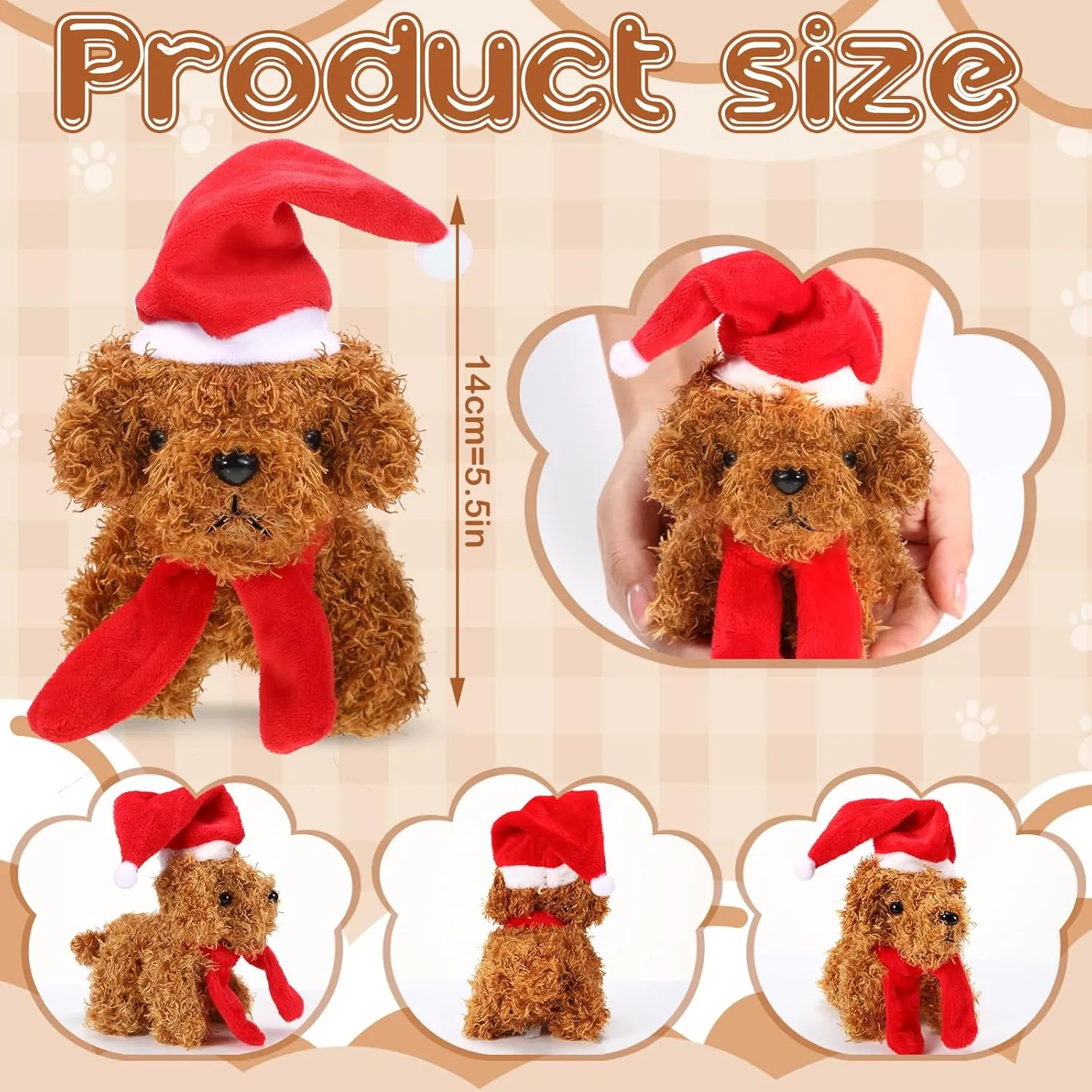 Sosation 20 Pcs Operation Christmas Mini Plush Stuffed Puppy Bulk Dog Christmas Party Favor Gift Toy Soft Plush Dog for Child Goodie Bag Fillers Kids Baby Show Birthday Carnival Prize(Vivid Color)