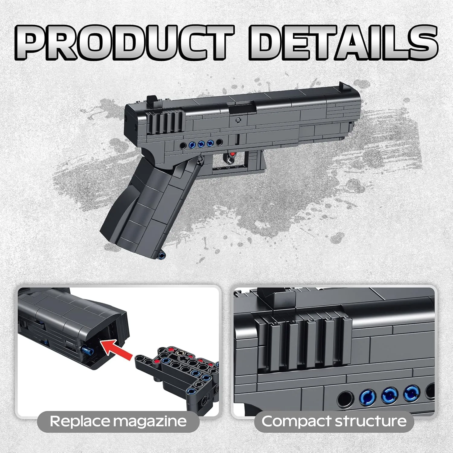 Sosuy Building Block Gun Sets, G18 1:1 Shootable Pistol Model Guns Army Toys for Adult Teen Boys, Birthday for Men Kids Age 8 , Realistic Bricks Collection for Military Fan 336PCS
