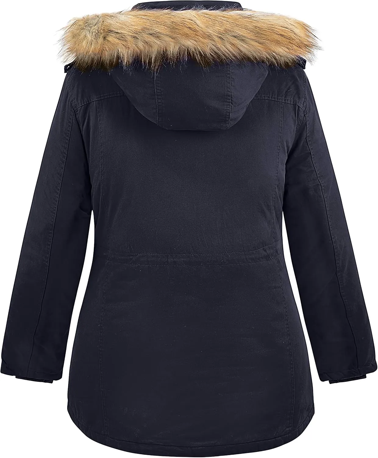 Soularge Women's Winter Plus Size Sherpa Lined Jacket with Detachable Hood