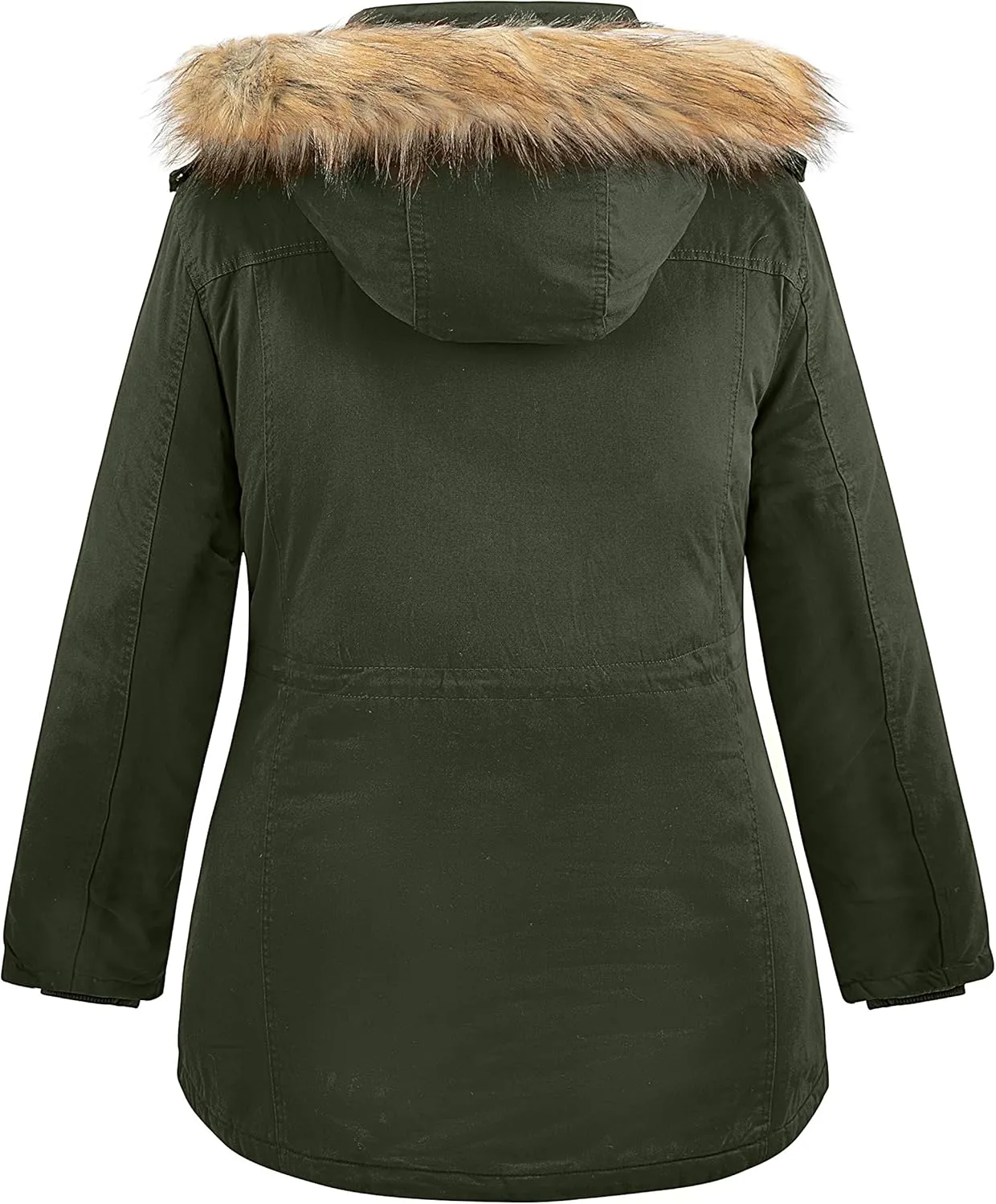 Soularge Women's Winter Plus Size Sherpa Lined Jacket with Detachable Hood