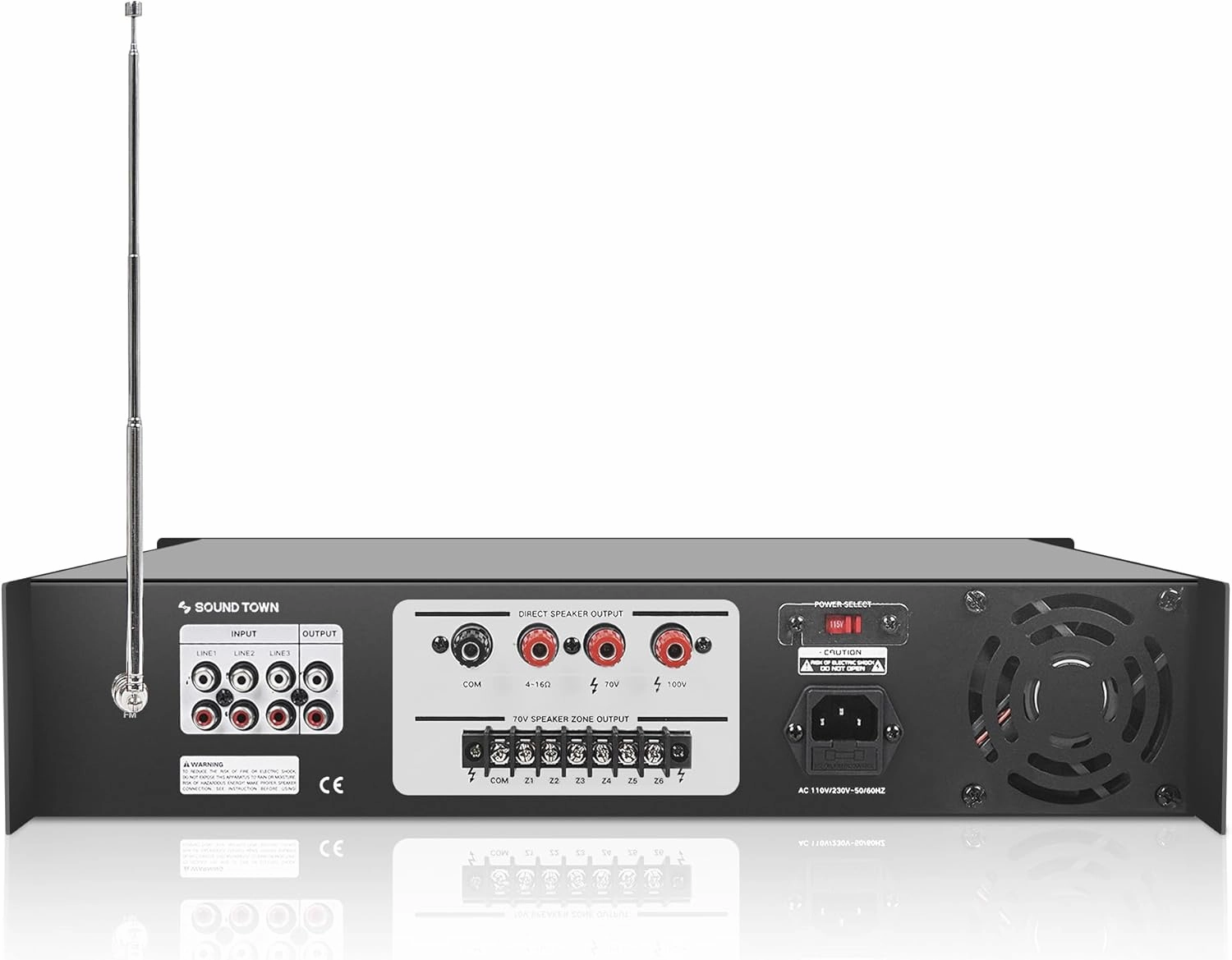 Sound Town Commercial Restaurant Bluetooth Amplifier   in-Ceiling Speaker Set, with One 6-Zone 70V/100V Amplifier with Bluetooth, 12 x Two-Way 6.5-Inch in-Ceiling Speakers, White (PAC180X12CS6N)