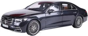 Sports Car Building Kits for 2021 Mercedes Benz S-Class Die Cast Car Model Black with Beige Interior 1 18 for Home Or Office Décor