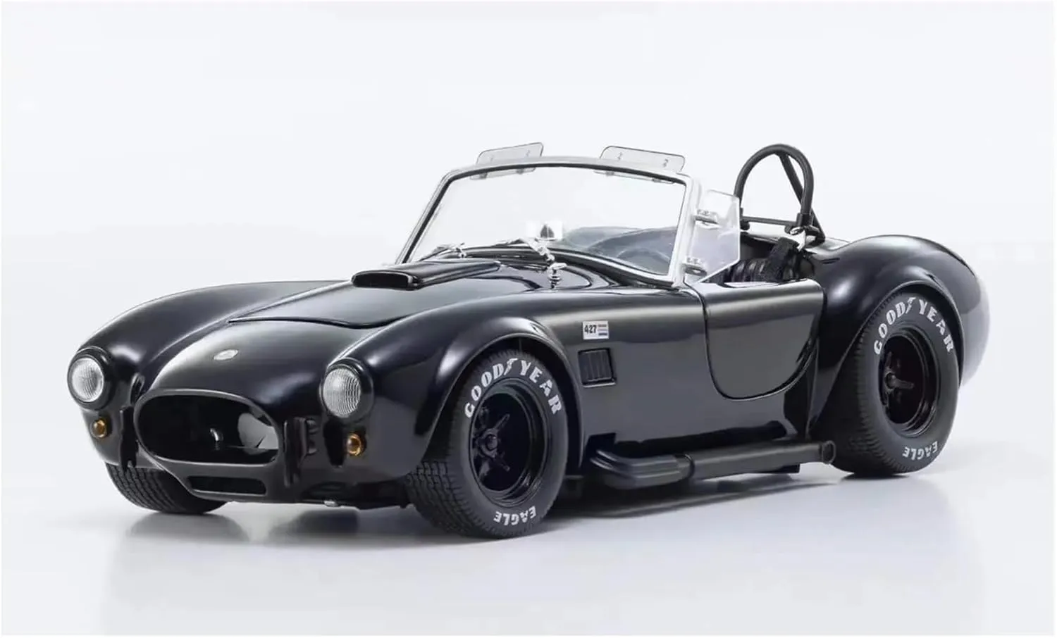 Sports car Metal Model 1/18 for Shelby Cobra 427S/C Alloy Car Static Display Model Red Black Favorite Collection Car Model for Home Décor(Black)