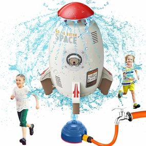 Sprinklers for Yard Kids Rocket Toy – Water-Powered Outdoor Launcher with 360 Spin Spray, Summer Water Sprinkler Toy for Toddlers Boys Girls Ages 3-10, Backyard Fun Gift