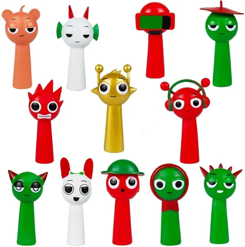 Sprunki Action Figures- PVC Model Collectible Toy, Rhythm Box Theme Set & Office Decor for Adults/Fans (Christmas Style A12pcs)