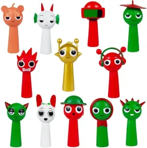 Sprunki Action Figures- PVC Model Collectible Toy, Rhythm Box Theme Set & Office Decor for Adults/Fans (Christmas Style A12pcs)