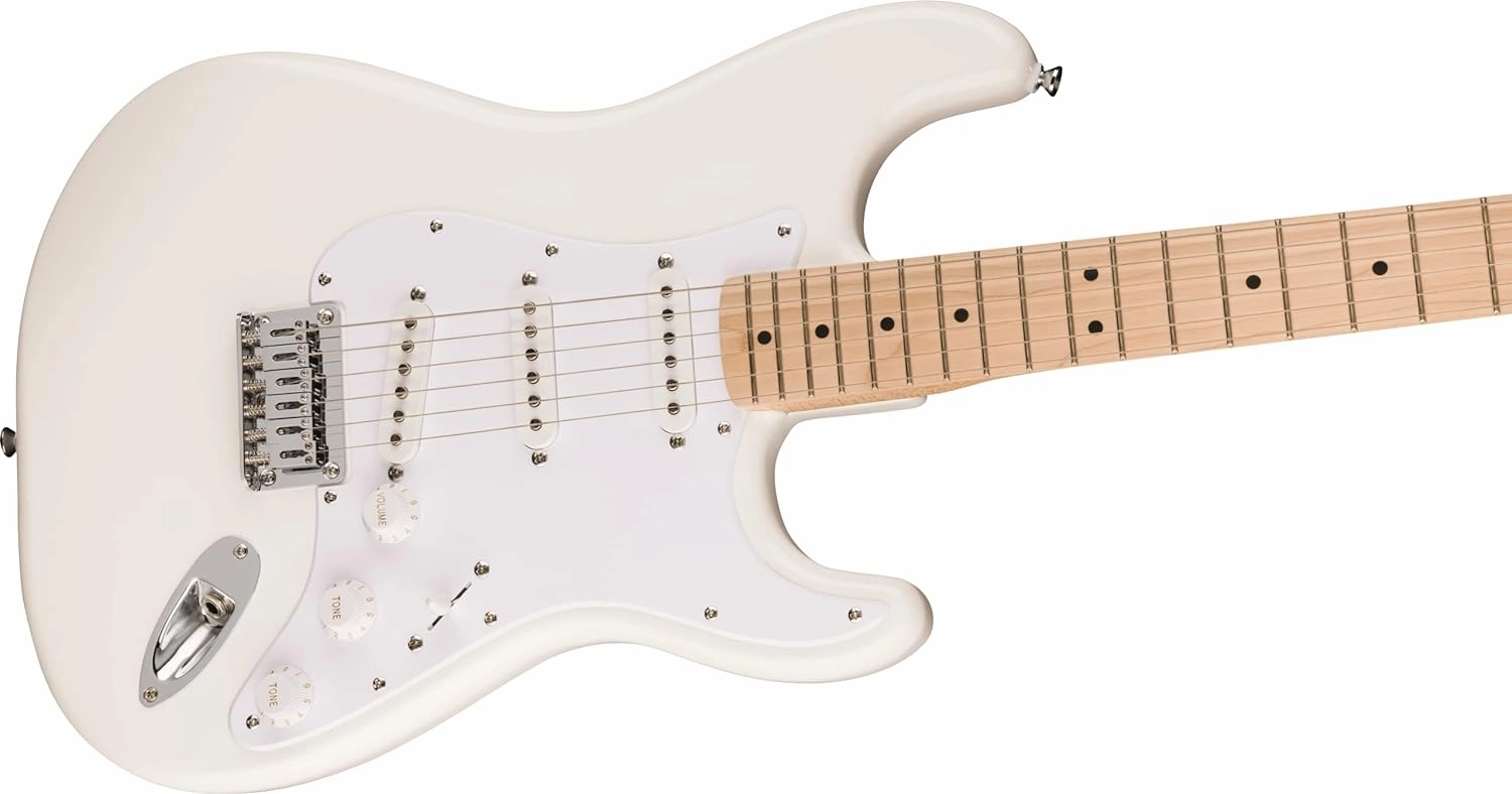 Squire Sonic Stratocaster HT Electric Guitar, Arctic White, Maple Fingerboard, White Pickguard