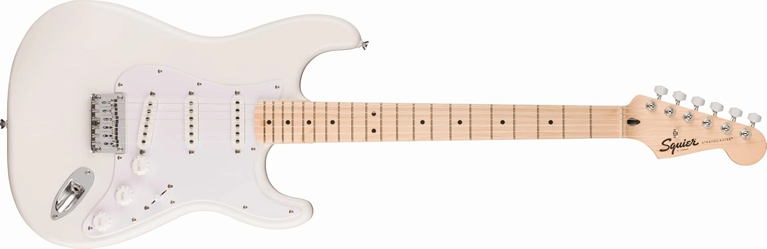 Squire Sonic Stratocaster HT Electric Guitar, Arctic White, Maple Fingerboard, White Pickguard