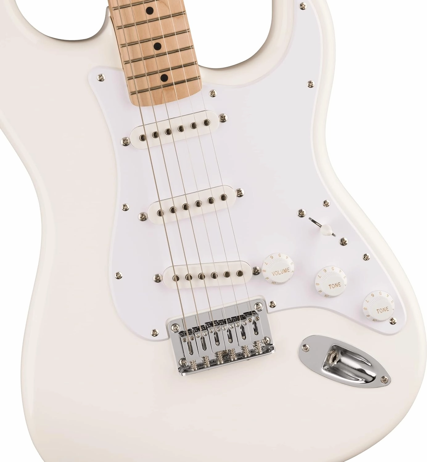Squire Sonic Stratocaster HT Electric Guitar, Arctic White, Maple Fingerboard, White Pickguard