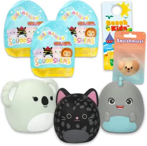 Squishmallows Squooshems Fantasy Squad Set - Bundle with 3 Mystery Squad Mini Squishy Toy Blind Bags Plus Stickers, More | Mini Squishmallows for Girls, Kids