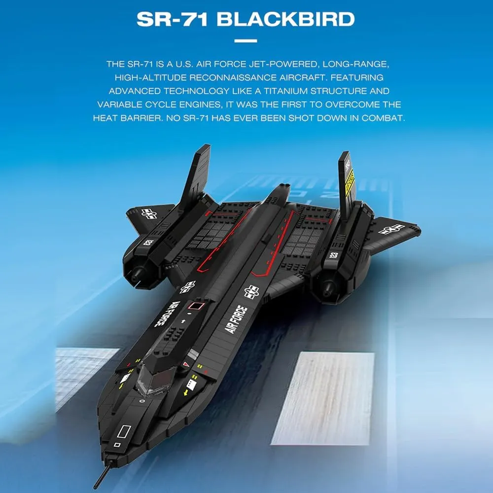 SR-71 Blackbird Air Force Reconnaissance Building Blocks,MOC Aircraft Jet Military War Series Model to Build and Display for Adults(1775 Pcs)