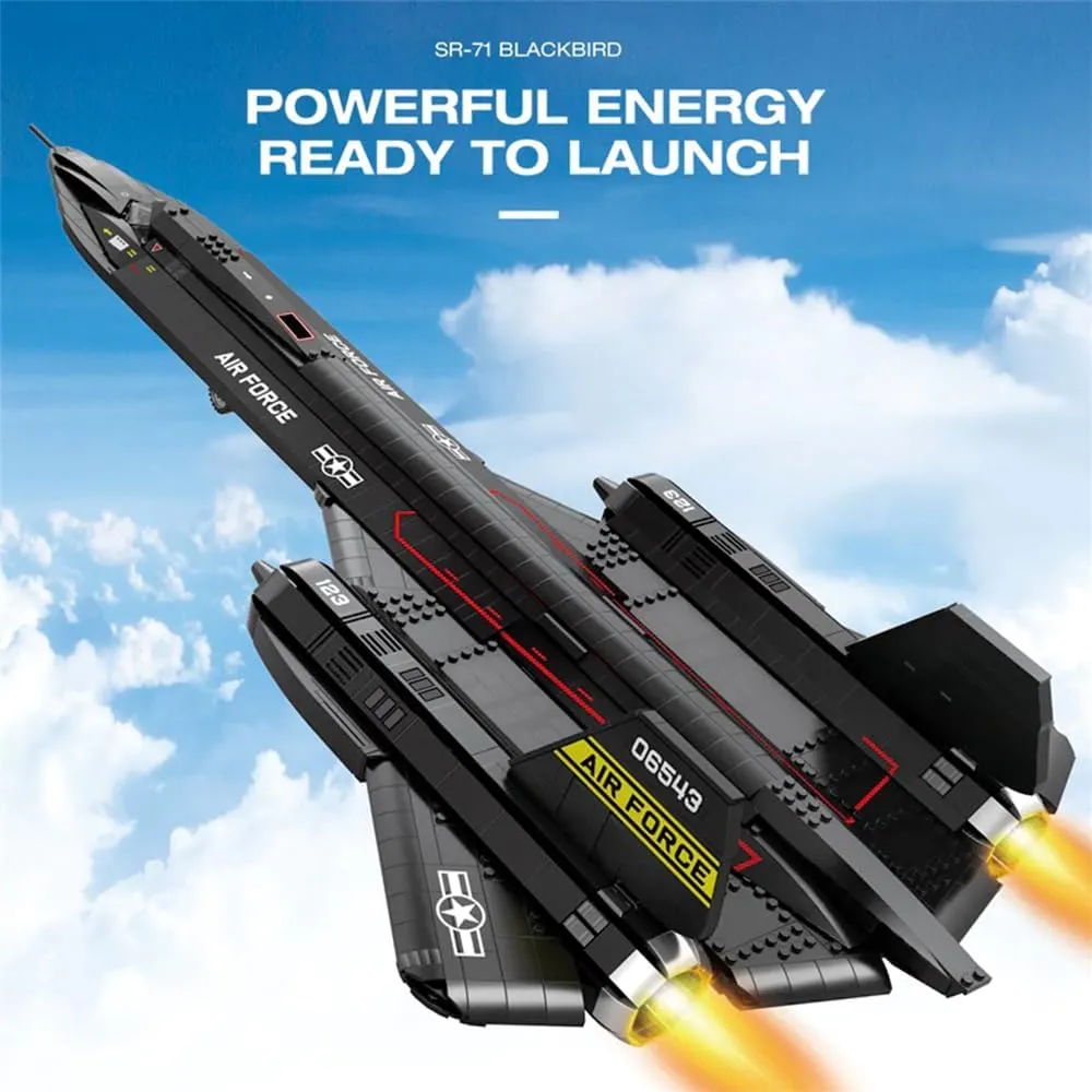 SR-71 Blackbird Air Force Reconnaissance Building Blocks,MOC Aircraft Jet Military War Series Model to Build and Display for Adults(1775 Pcs)
