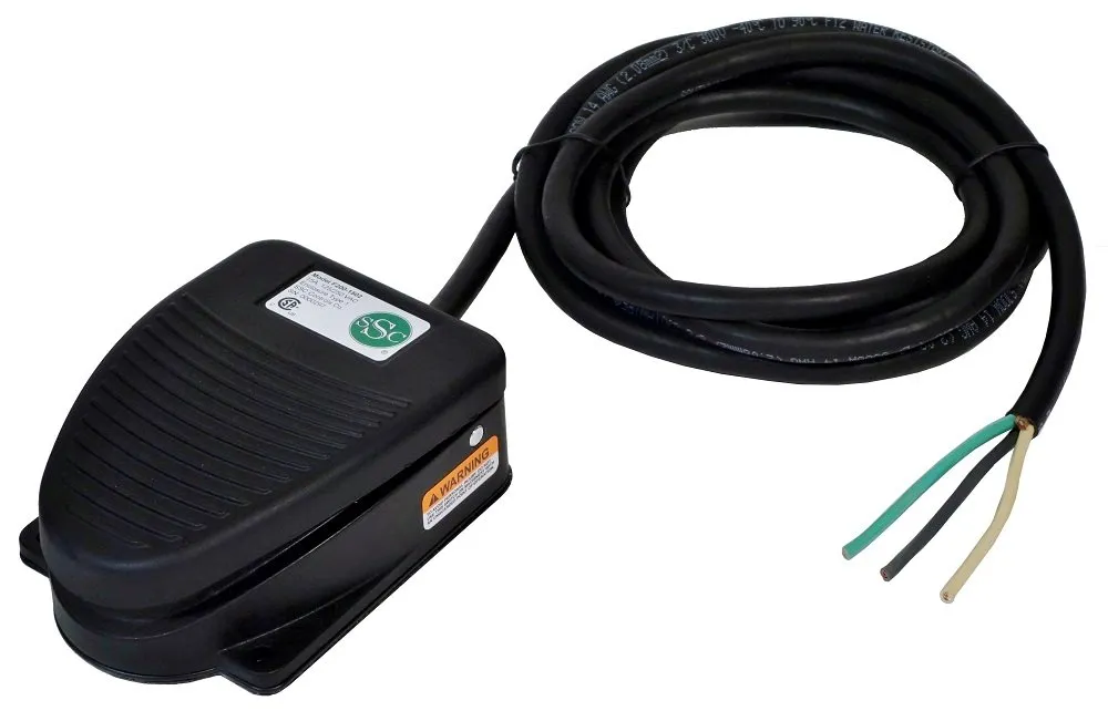 SSC Controls F200-1502 Foot Switch, Momentary Action, 8-ft Cable with Leads, Electrical, Die-Cast, Single Pedal, Made in USA