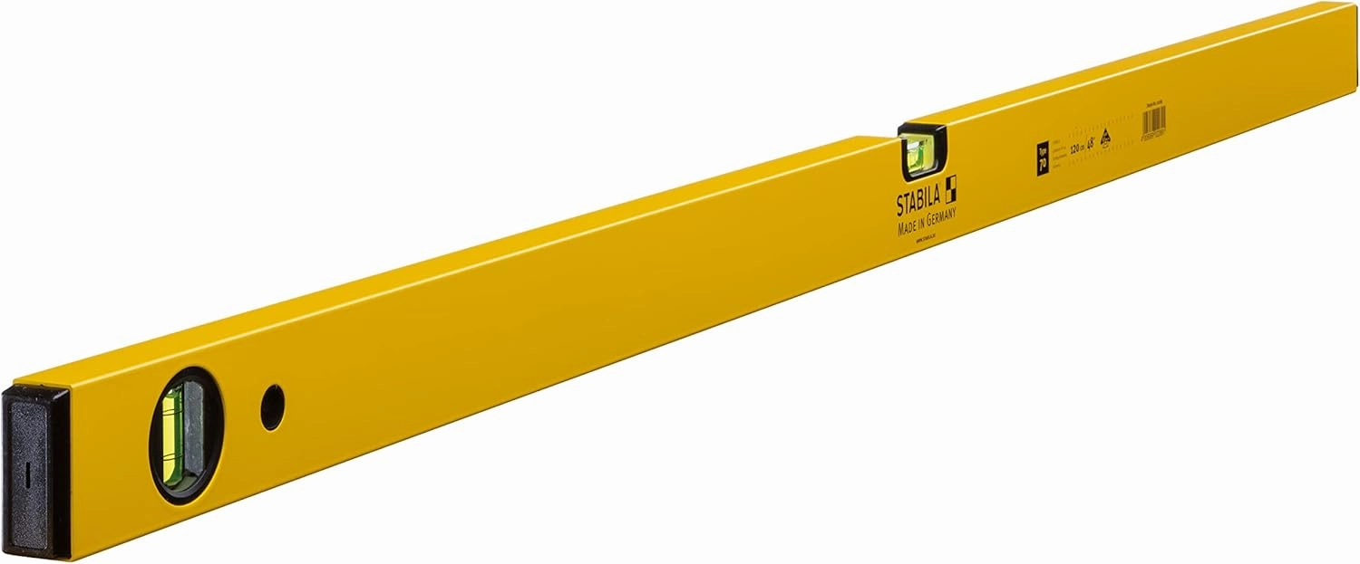 STABILA Type 70 Spirit Level, 120 cm, Lightweight Aluminium Profile, 1 Horizontal Level, 1 Vertical Level, Made in Germany