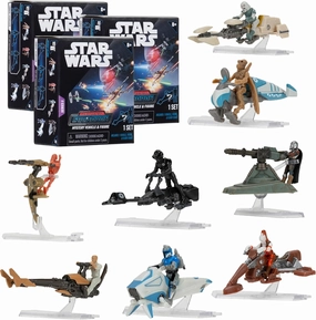 STAR WARS Micro Galaxy Squadron Scout Class Blind Box, 3-Pack - Series 5 - Receive 3 of 8 Assorted Collectible 2.5" Vehicles & 1" Figure - Gift for Kids, Teens, Adults, Men, Father's Day, Dad - 8 