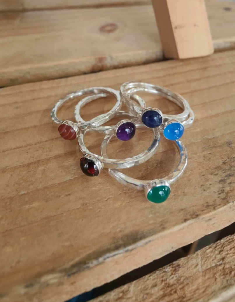sterling silver garnet stacking ring