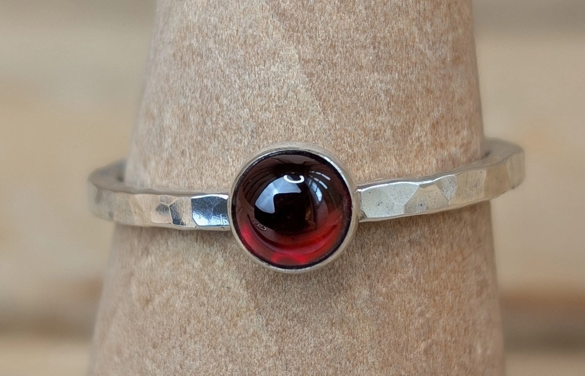 sterling silver garnet stacking ring